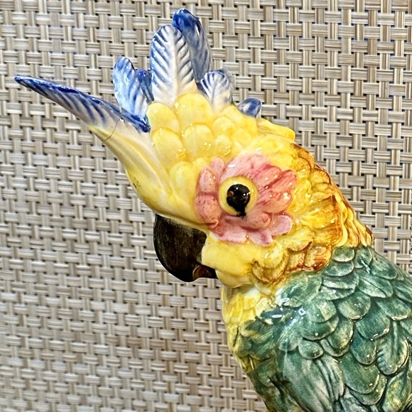 🌟3xHP🌟VTG 1950s Stangl Art Pottery Large Cockatoo Majolica Style Figurine USA - Picture 5 of 17
